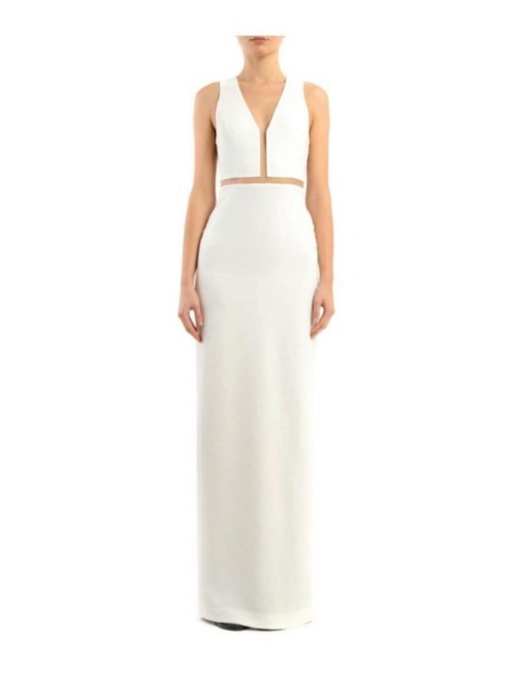 Alexander Wang Fish Line V-Neck Gown White Size 8 NWT